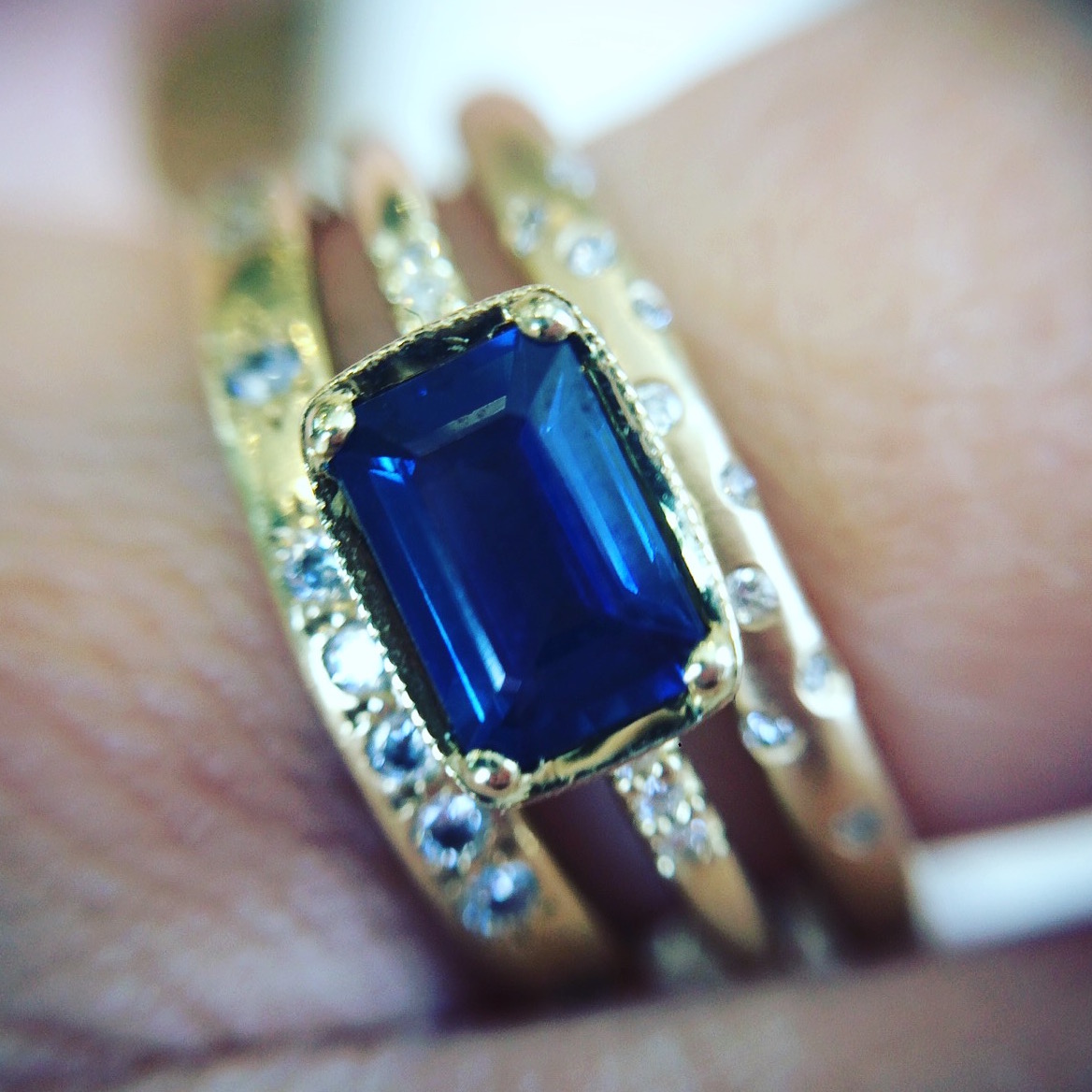 18K Yellow Gold Sapphire & Diamond Rings by ILA Jewelry 