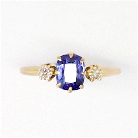 Vintage 14K Yellow Gold, Sapphire & Diamond Ring